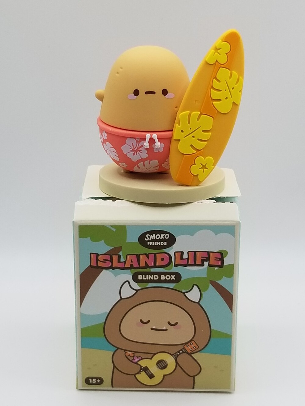 Opened box Smoko Tayto Island Life Blind Box Series: Surfer Tayto Potato Figure